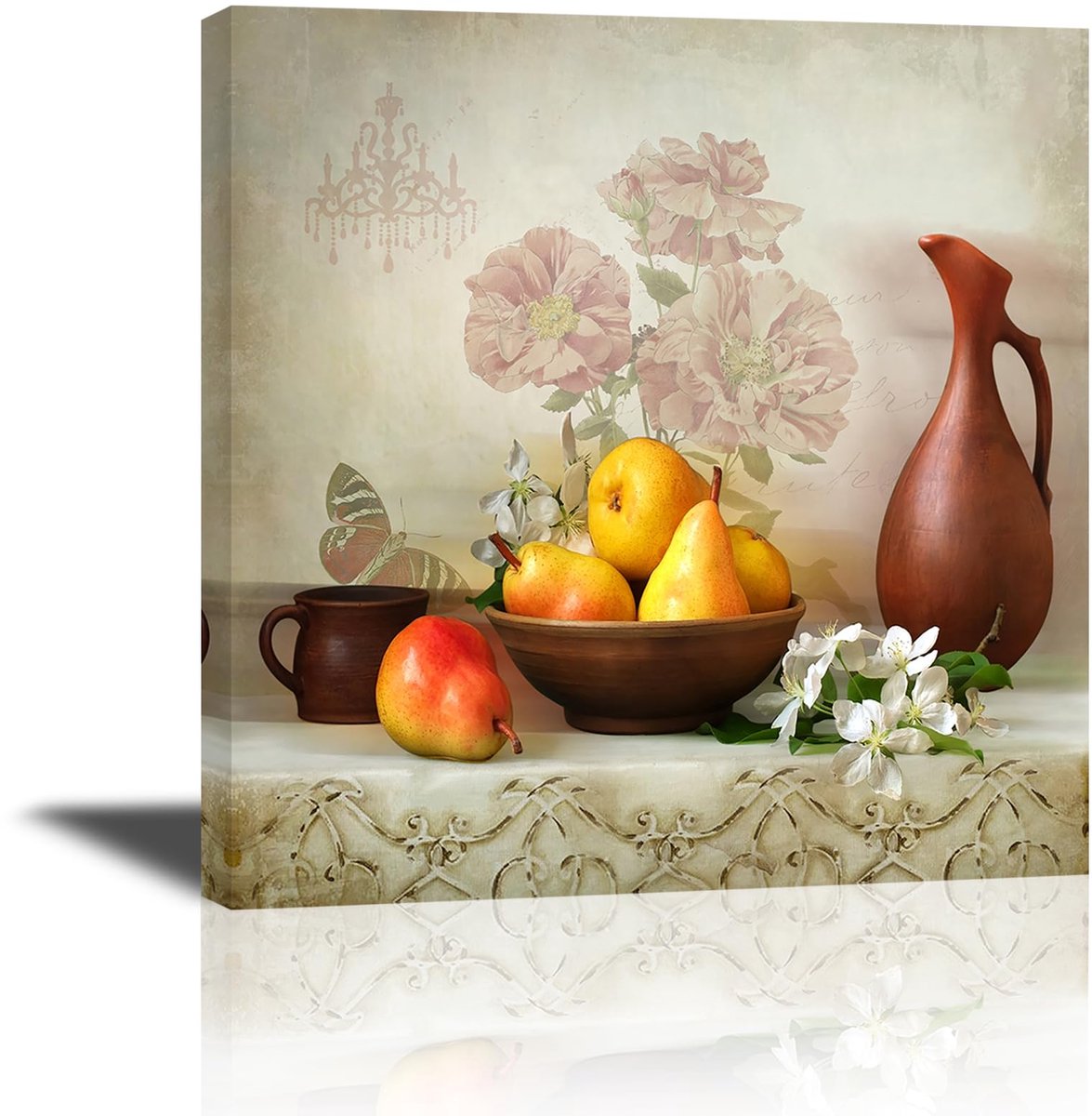 Unyqoos Canvas Kunstdruk Peer Motief voor Stijlvolle Wanddecoratie in Huis en Kantoor fruit
