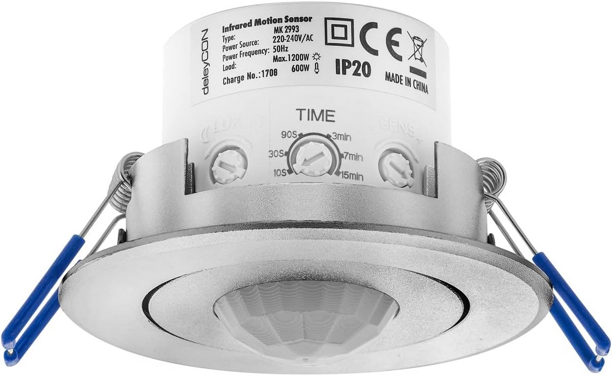 Infrarood Plafondbewegingsmelder voor Binnen - 360° Detectie en Instelbare Helderheid
