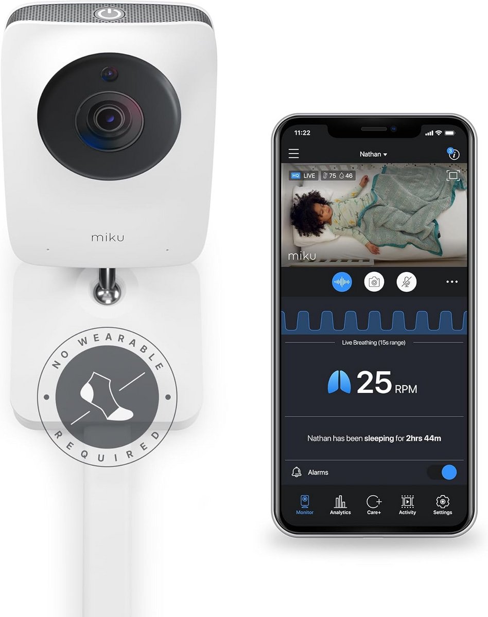 Slimme Babyfoon met Camera, Ademhalingstracker en Wifi - Nachtzicht & Slaapanalyse