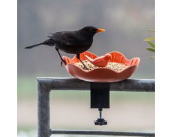 CJ Wildlife - Balus Balkon Voederschaal voor vogels - Terracotta - Duurzam en plantbased - Cadeau - Vogelvoederplek