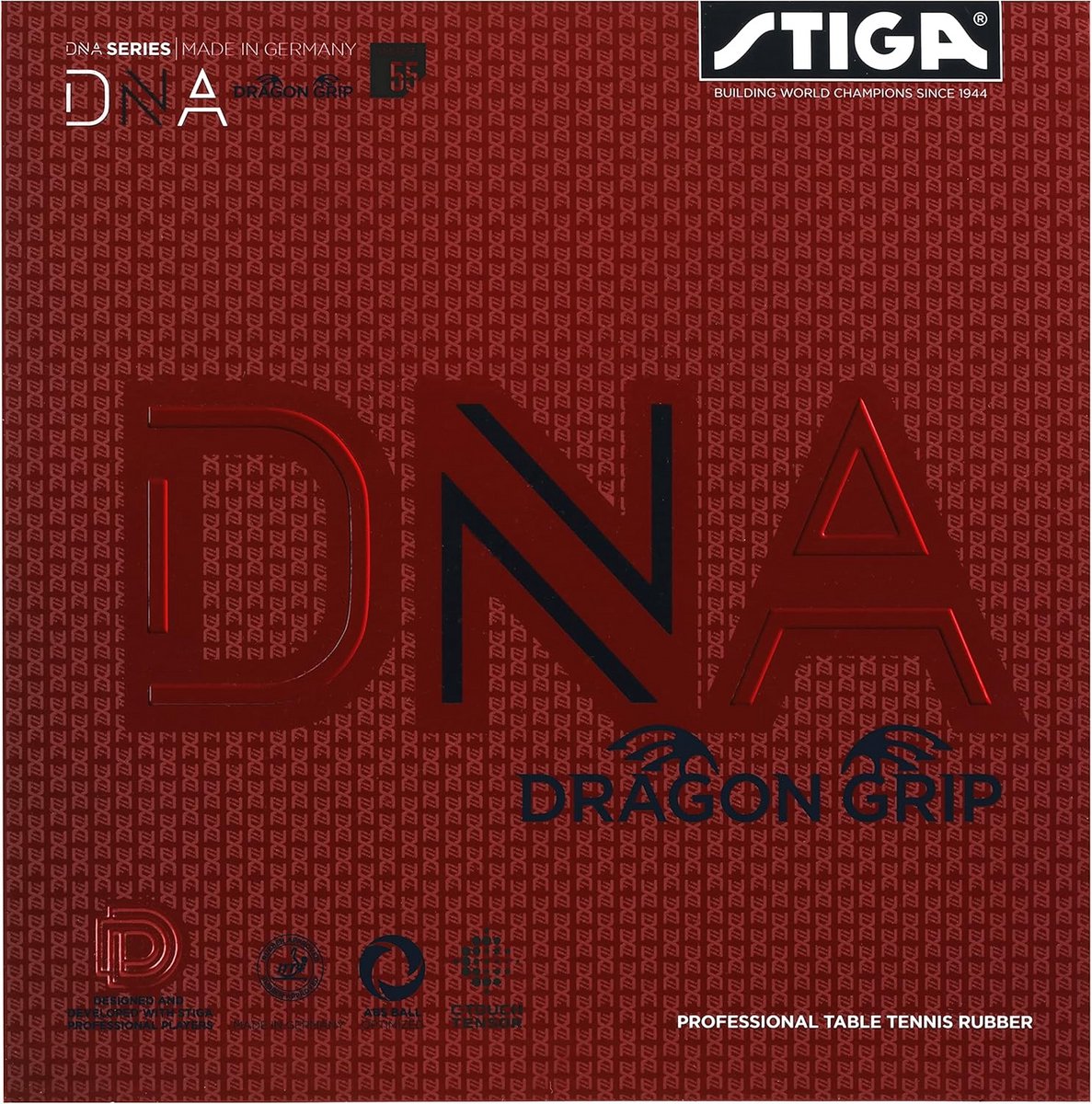 Tafeltennis Rubber DNA Dragon Grip 55 - 2.3mm Controle & Spin - Zwart
