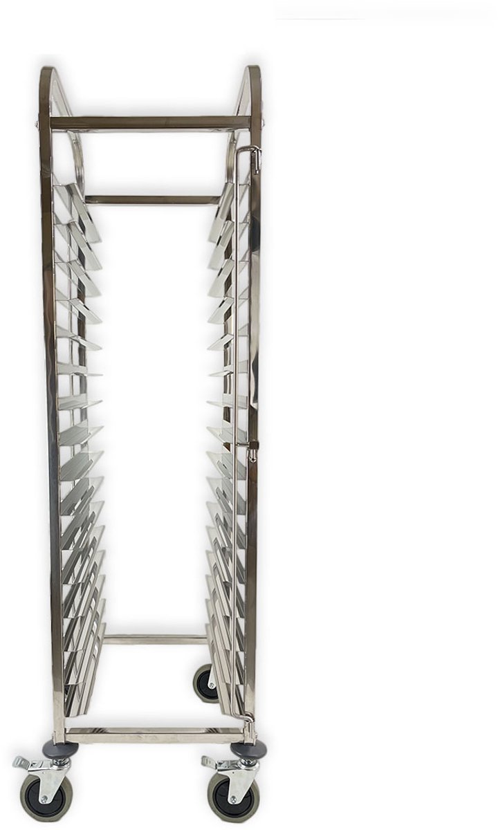 HCB® - Professionele Horeca Regaalwagen - 16 x 60/40 cm - RVS / INOX Serveerwagen - Roestvrijstaal trolley - 62x47.5x173 cm (DxBxH) - 17 kg - 2529
