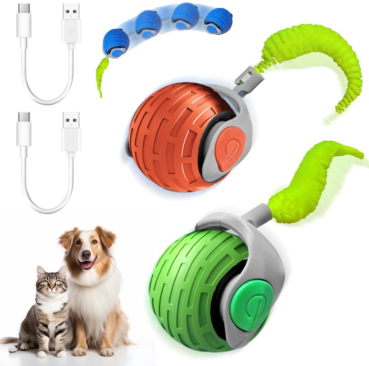 IMPERATORIS® Elektrisch Kattenbalspeelgoed – Interactief Kattenspeeltje / Automatisch Rollend Slim Speelgoed voor Katten – Oplaadbaar – Voor Interactief Spelen Binnenshuis – Geschikt voor Tapijt – 2 stuks