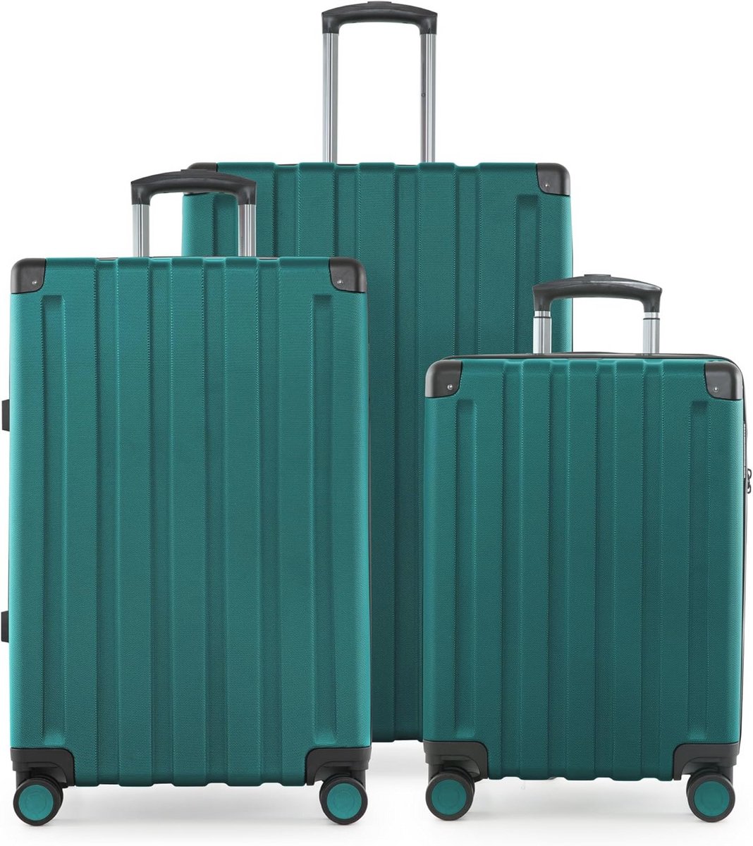 Set van 3 kleurrijke koffers – handbagage 54 cm, middelgroot 68 cm en grote 78 cm – duurzame harde schaal met TSA slot
