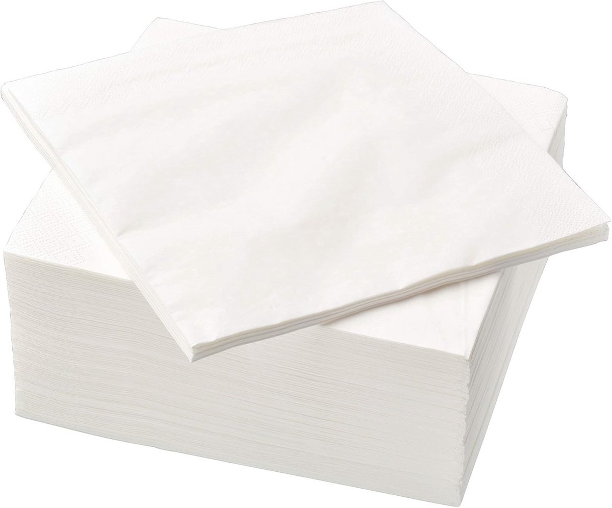Papieren Servetten Drielaags Wit 40cm x 40cm - 100 Stuks