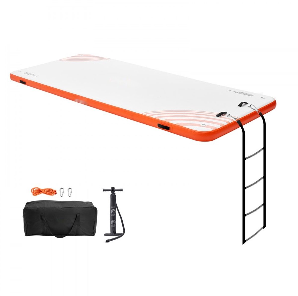 Opblaasbaar Drijvend Platform - Dokplatform 457 x 182 cm - Antislip Oppervlak - Draagtas - Afneembare Ladder - Zwemeiland - Voor Zwembad en Strand