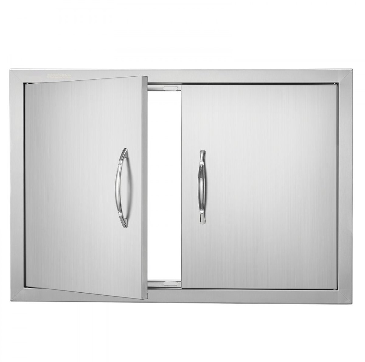 BBQ Buitenkeuken Toegangs- en Kastdeuren - Dubbele Inbouwdeur - 71,1 x 48,2 cm - RVS - Vlakke Montage - Verticale Wandmontage - Met Handgrepen - Zilver