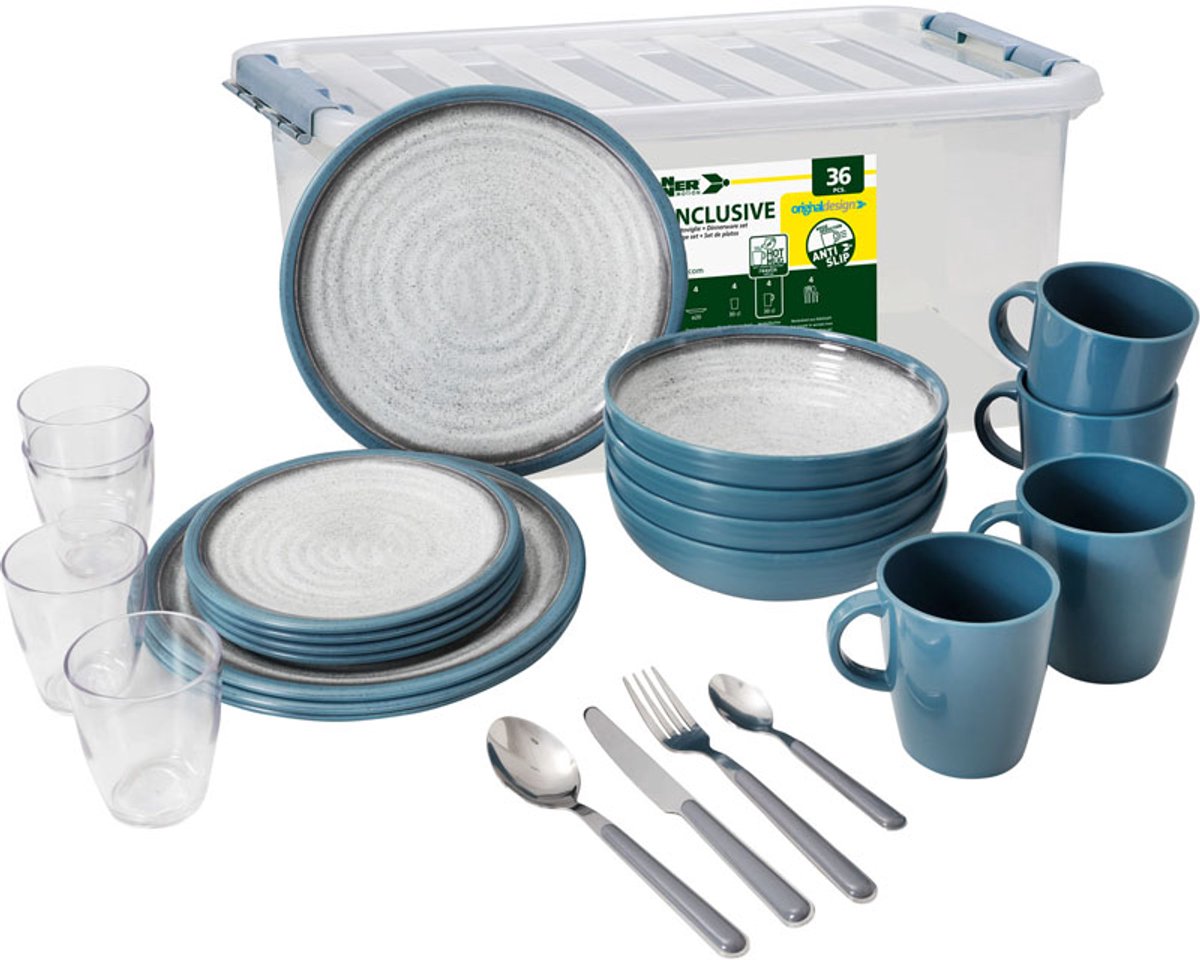 Brunner - Camping Serviesset - Tuscany - All Inclusive - 36 delig - Melamine - Vaatwasserbestendig - BPA-vrij