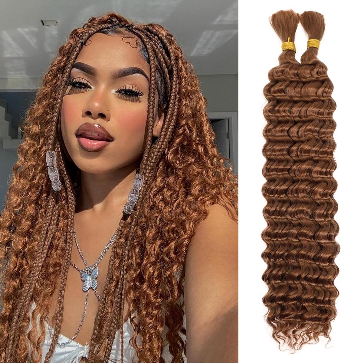 Diepgolf Synthetisch Haar Bundels om te Vlechten zonder Weft Boho Stijl