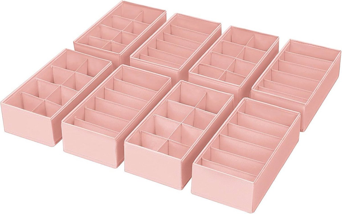 Lade-organizer voor kledingkast - 8-delig, opvouwbaar, ideaal voor babykleding, roze