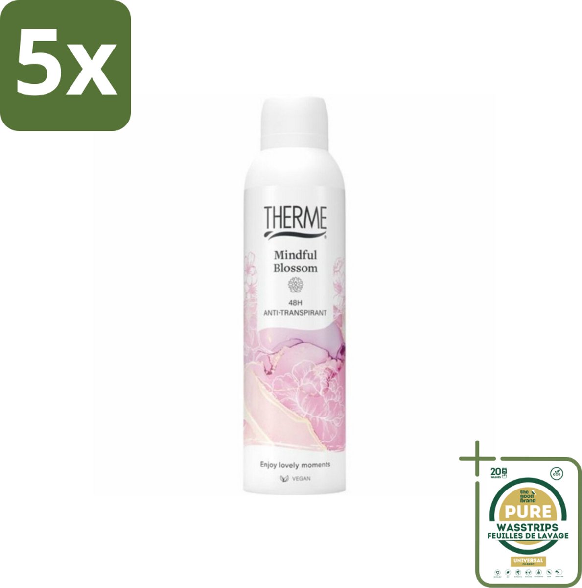 5 x Therme – Anti-Transpirant – Mindful Blossom – 150 ml - Grootverpakking - Koffiezetapparaat