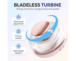 Draagbare stille mini bladloze elektrische ventilator - 2025 clip-on ventilator voor shirt taille nek, 3 snelheden voor outdoor en reizen