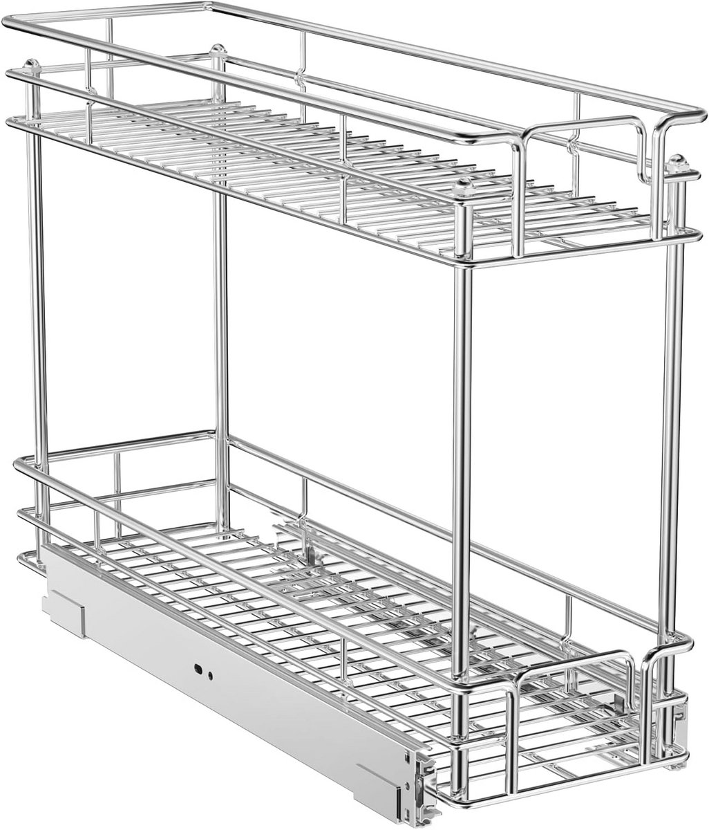 Uittrekbaar kruidenrek voor smalle kast - 2-laags uitschuifbare organizer voor keuken
