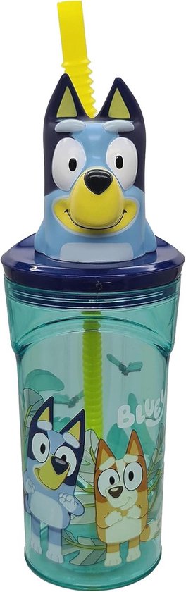 Waterfles met rietje, 500 ml, Lekvrij, Openen met één hand, Veilige