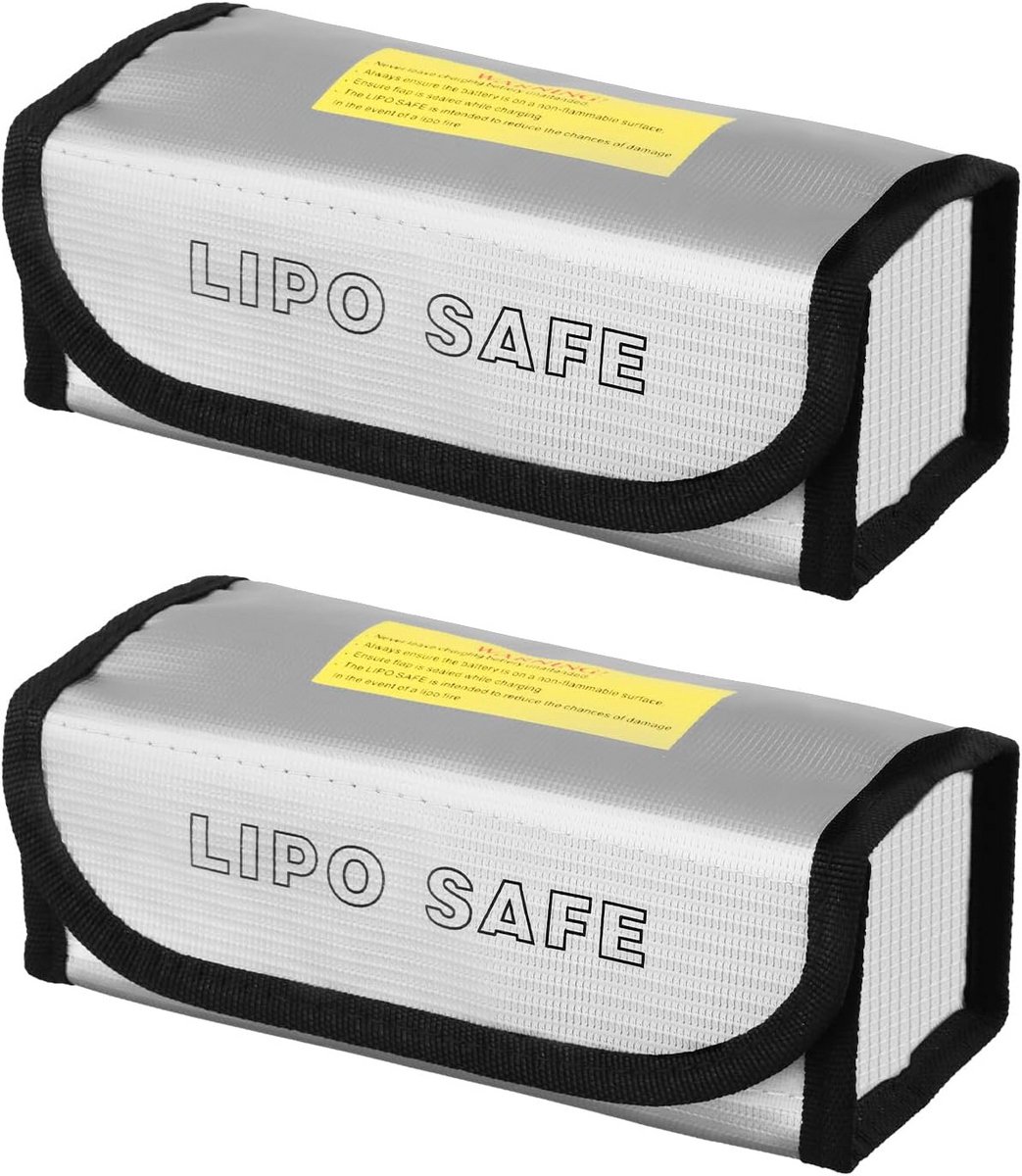 Lipo Veilige Tas - Brandwerende Batterijtas 185 x 75 x 60 MM - 2 Stuks