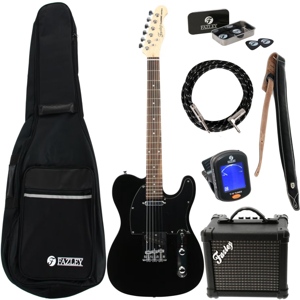 Elektrische gitaar starterset Fazley Classic Series FTL218 Black