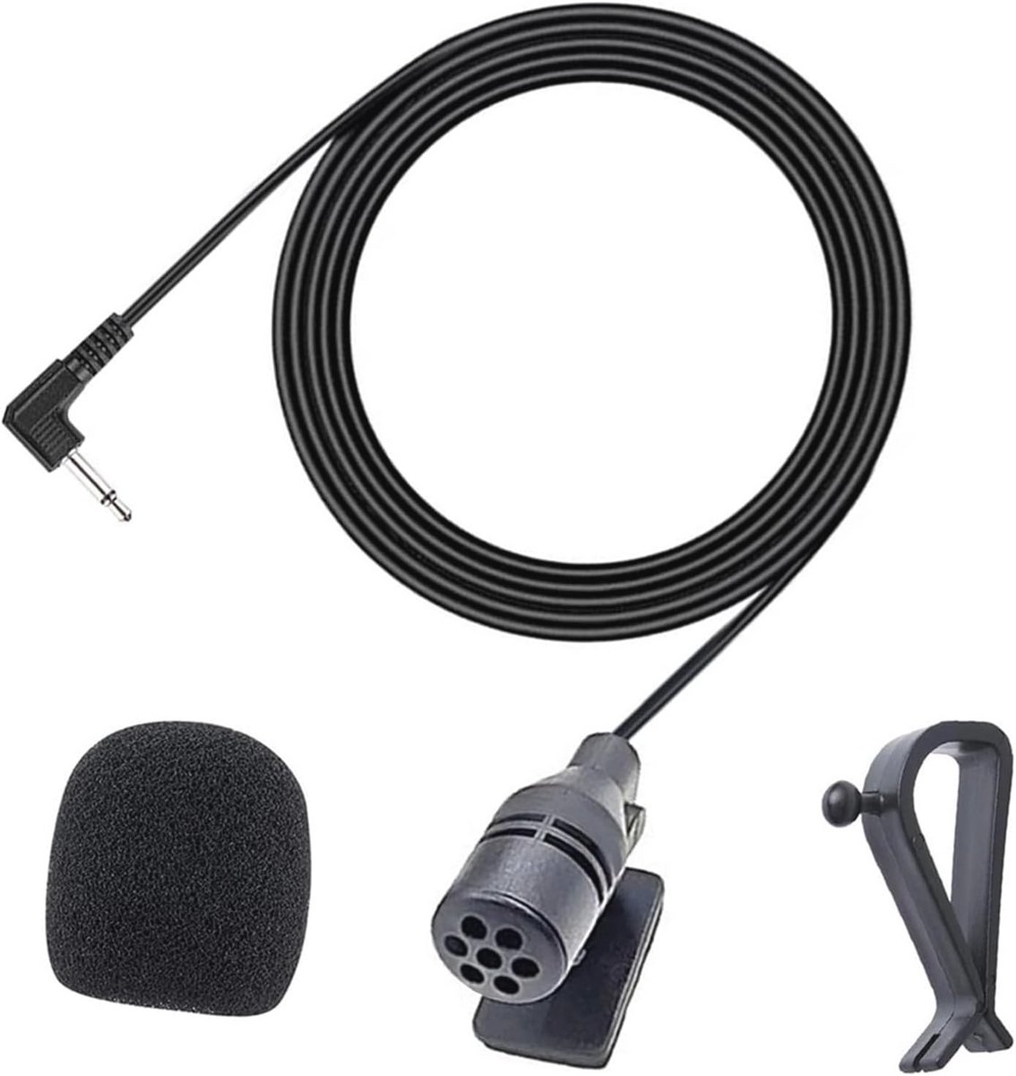 Microfoon voor autoradio met clip - 3,5 mm kabel voor spraakopnames en audio/video