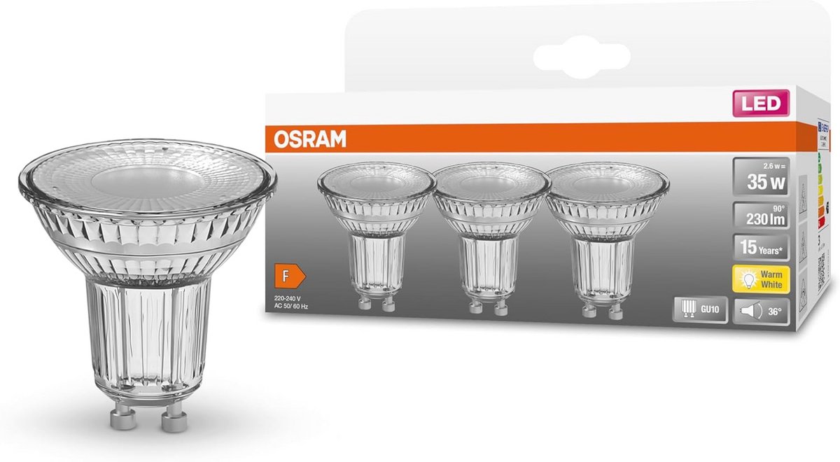 LED Reflectorlamp GU10 Warm Wit 2700K 2,60W Energieklasse A++
