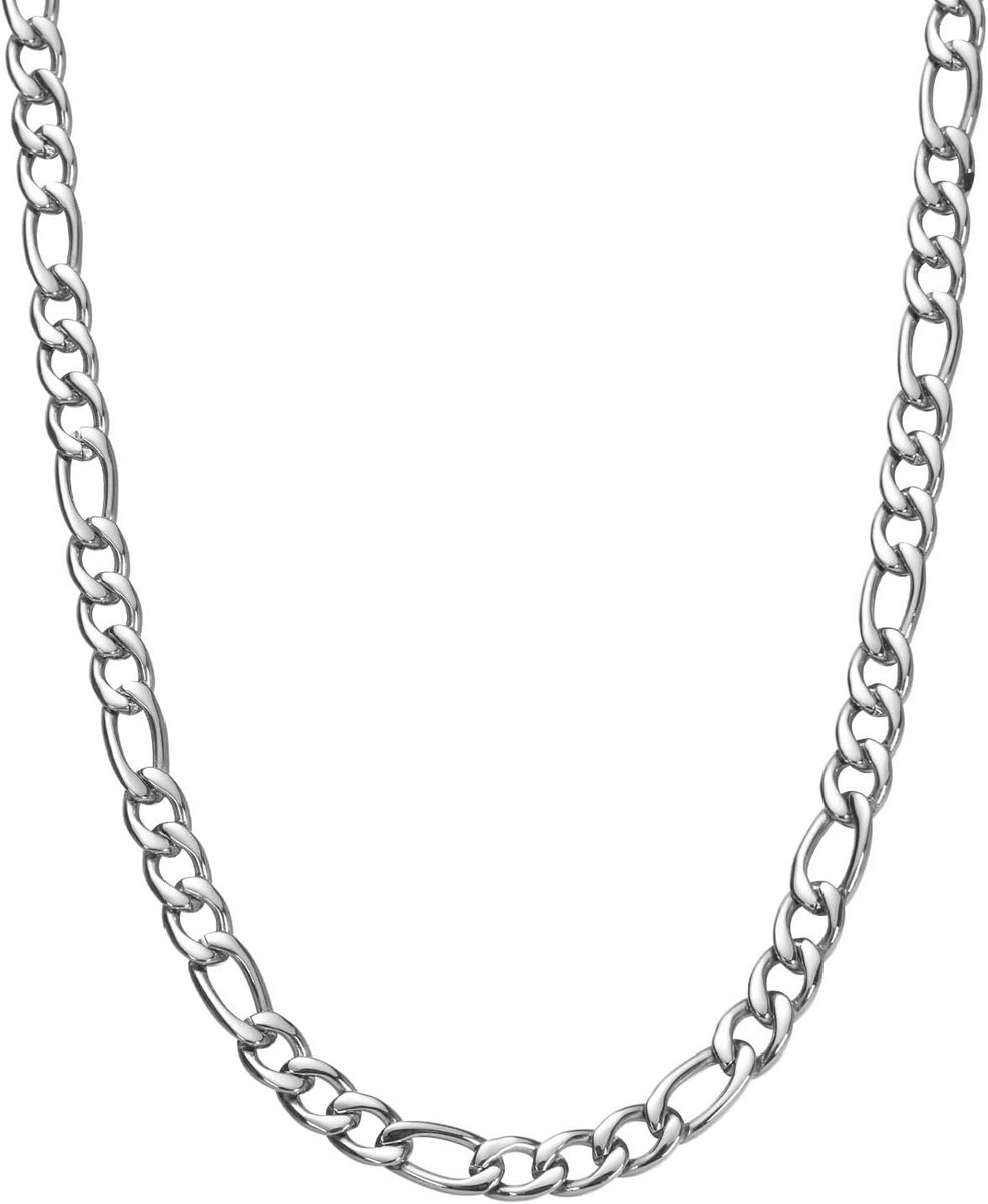 Heren Dames Cubaanse Schakelketting Armband Set 5mm Roestvrij Staal Zilver