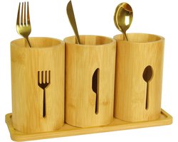 Bamboe Organizer Aanrecht, Bestek Caddy, Gebruiksvoorwerp Houder voor Feest en Keuken Tafel
