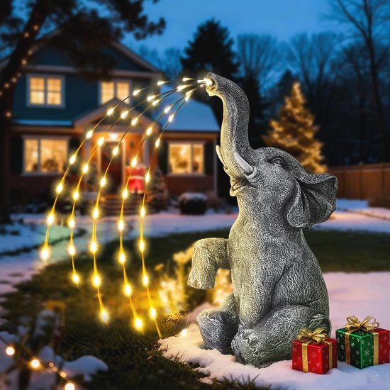 GIGALUMI Upgraded Elephant Statue Garden Decoration True Watering Elephant Figure Solar Powered LED Lights, Gifts for Mum, Birthday Gifts for Women,