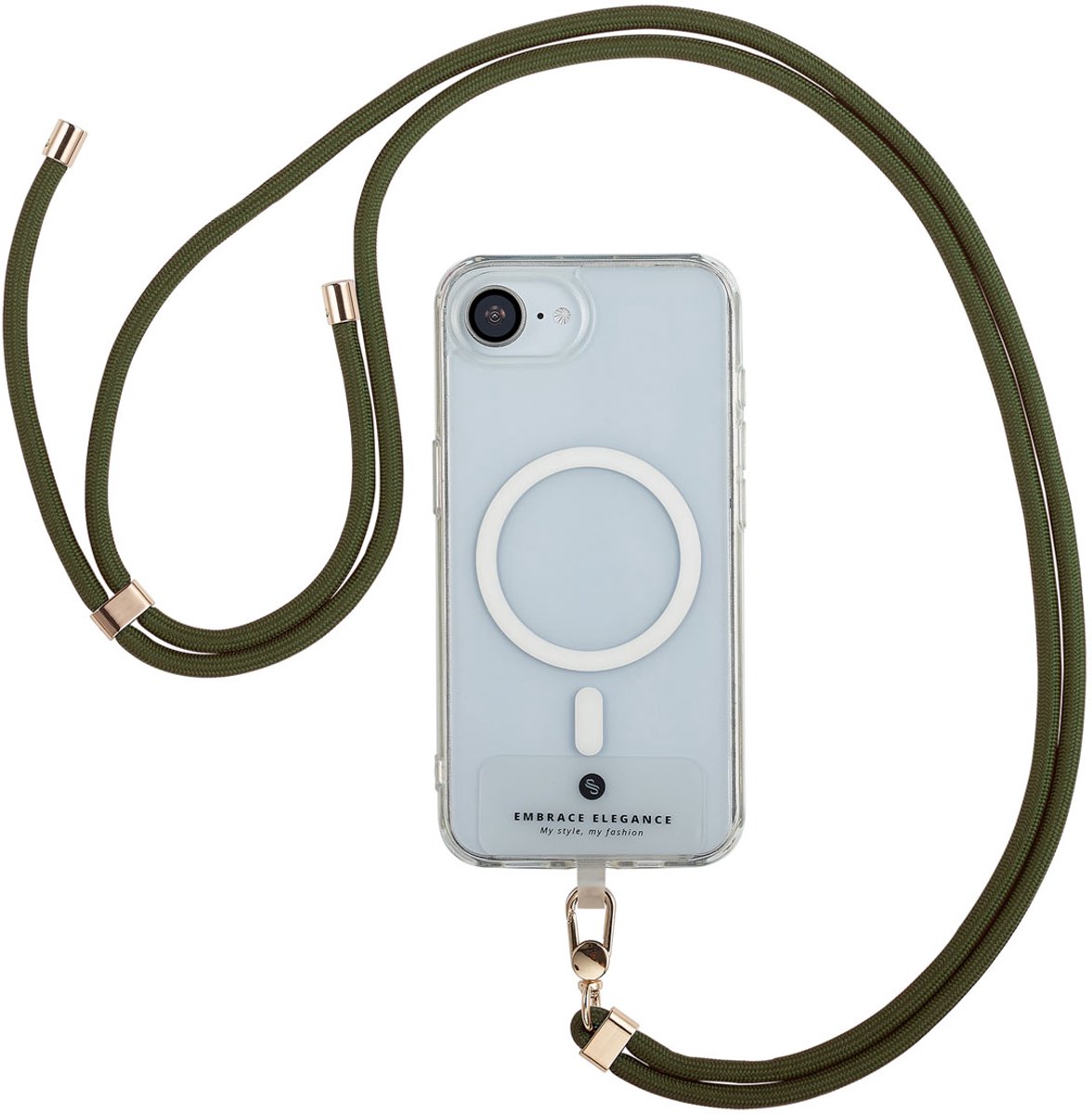 Selencia Universeel telefoonkoord - Telefoon Ketting - GSM Koord - Dark Olive