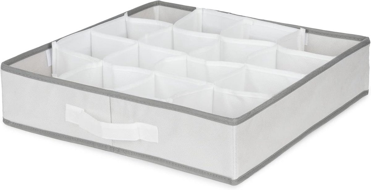 Lade Organizer met 16 Vakken voor Ondergoed, Sokken en Accessoires - Wit 40x40 cm