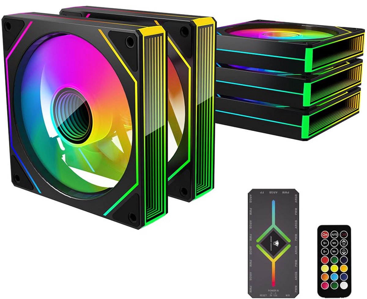 Set van 5 Adresseerbare RGB PC Ventilatoren met PWM voor Optimale Koeling