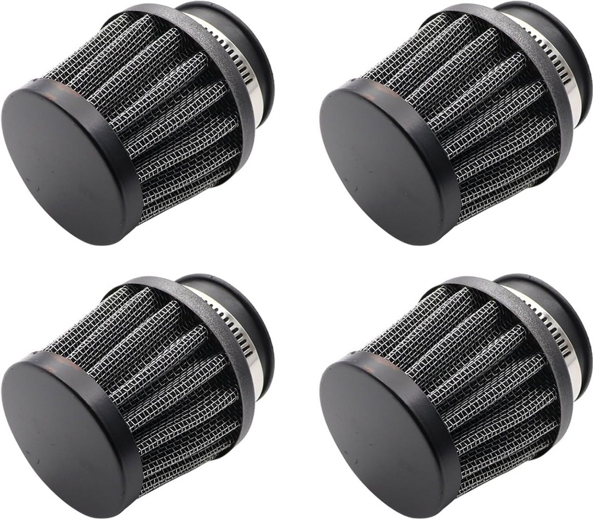 4 Stuks Universele Luchtfilter Set - 39mm Kleine Zwarte Inlaatroosters voor Motoren