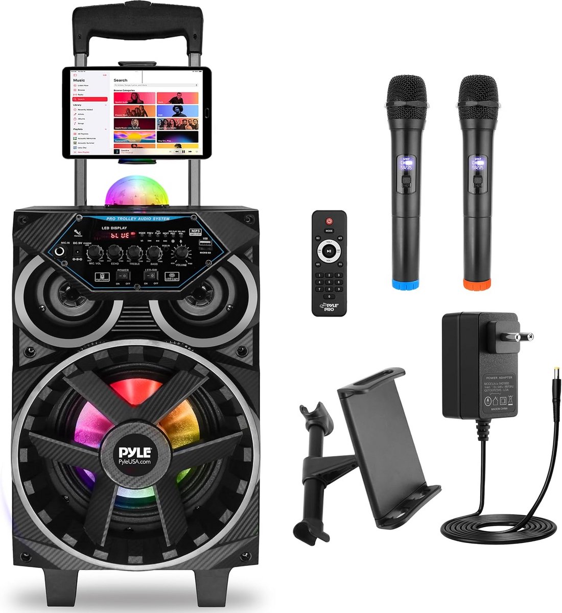 Draagbare Bluetooth PA Speaker - 580W Karaoke Systeem met Draadloze Microfoon, Disco Verlichting en Trolley