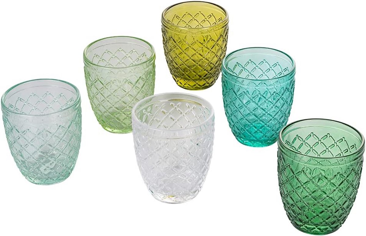 Set van 6 Waterglazen Groen Glas 275 ml