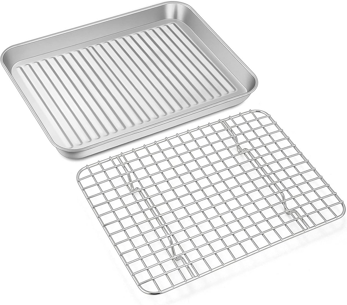 RVS Bakplaat met Koelrek - Ovenvast & Vaatwasmachinebestendig - 23x17 cm