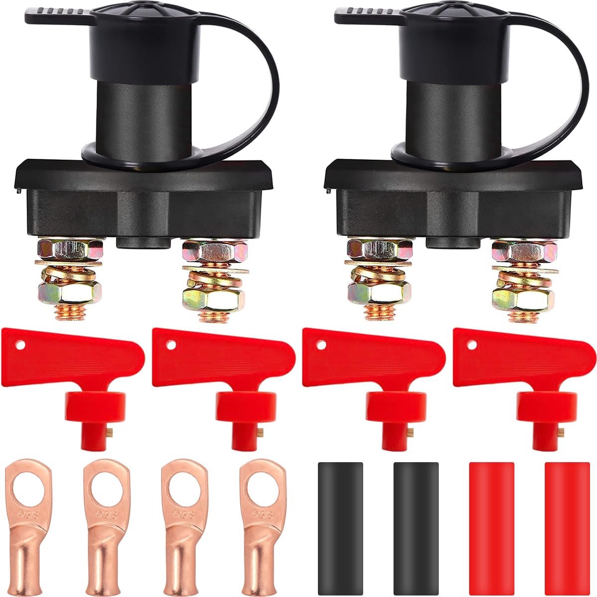 Universele Batterij-scheidingsschakelaar met Sleutel 12V/24V 200A - Waterdichte Isolator voor Auto, Boot en Vrachtwagen (2 Stuks)