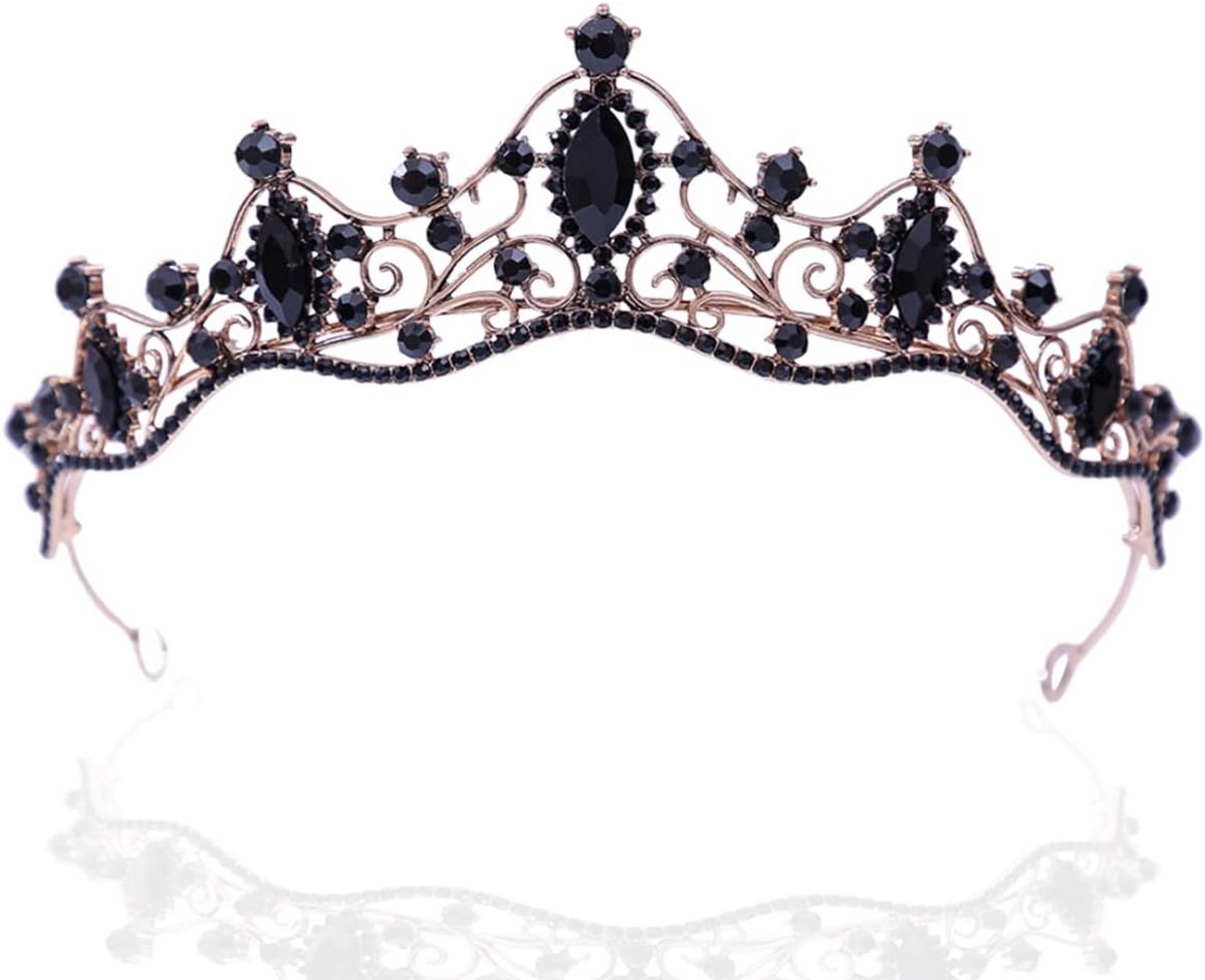 Tiara met Kristallen en Bladmotief - Vintage Haaraccessoire voor Bruid en Speciale Gelegenheden