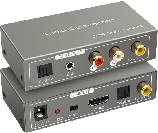 Convertitore Audio Digitale Analogico Multifunzione 192 KHz HDMI ARC Toslink (Ottico) Coassiale a Ottico Stereo RCA