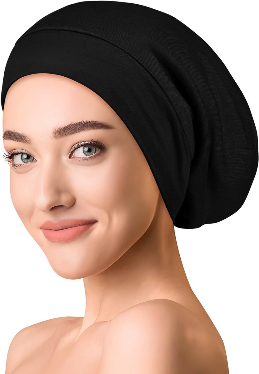 Zijde Katoen Slouch Beanie Muts voor Slaap en Dag Gebruik - Dunne, Zachte Jersey Hoofdbedekking Unisex