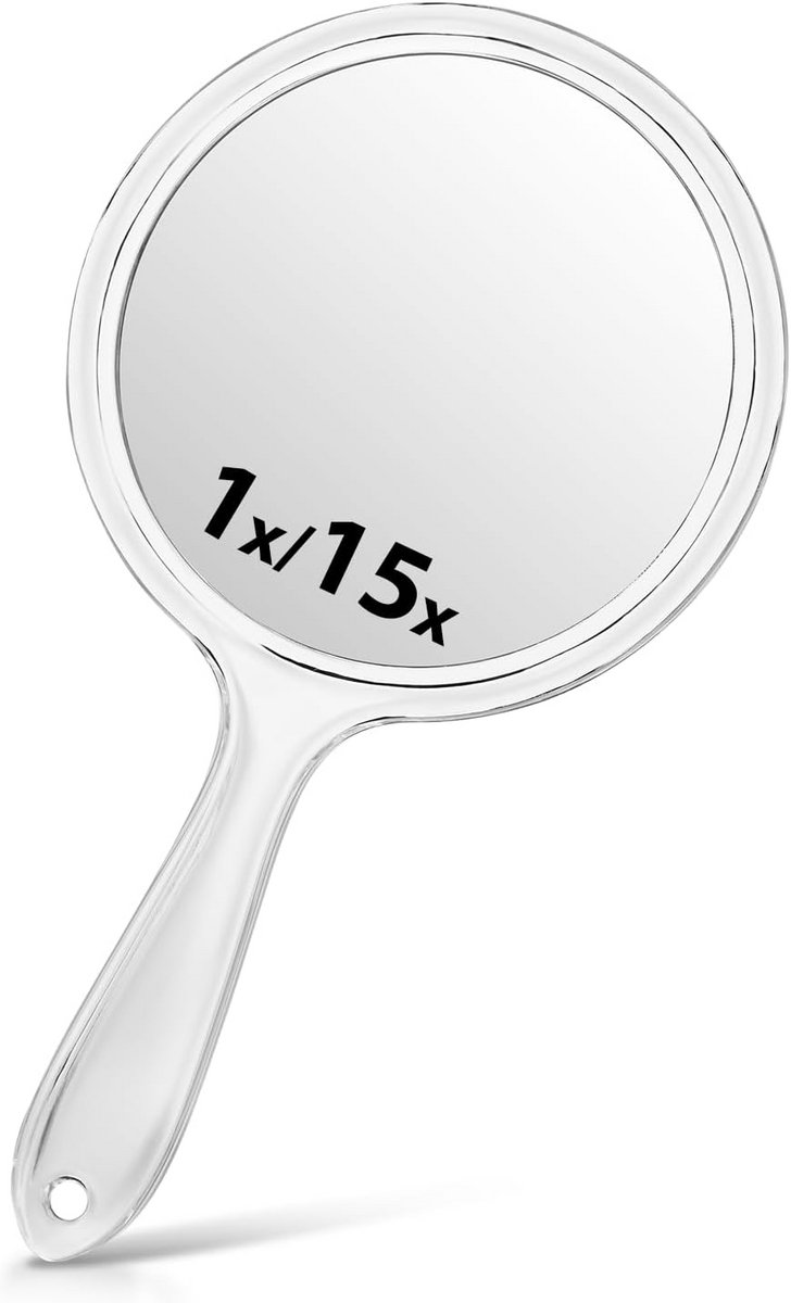 Vergrotende Handspiegel Dubbelzijdig 1X en 15X Ideaal voor Make-up en Reizen