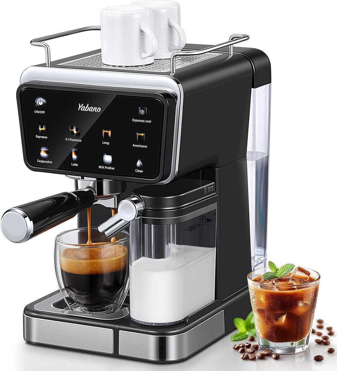 Volautomatische Espressomachine met 20 Bar Pomp en Geïntegreerde Melkopschuimer - 6 Dranken