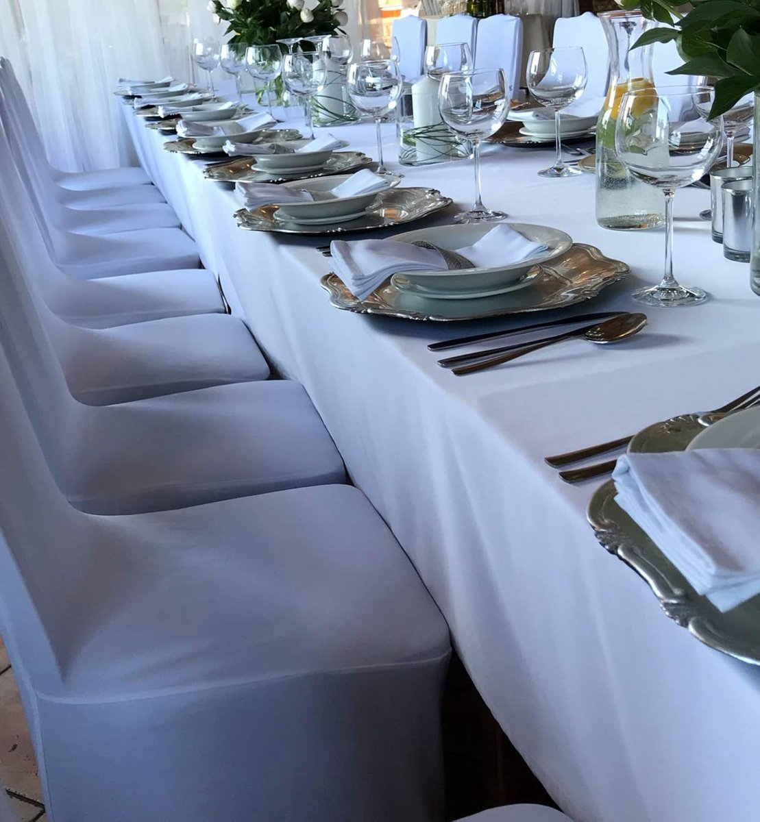 Rechthoekig Tafelkleed Polyester Wit/Zwart Naadloos 178x366 cm voor Feest en Diner