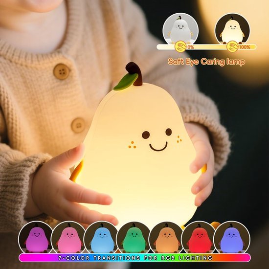 Nachtlampje - Bedlampje - Kindernachtlampje - Tiklampje - Zeven kleurenwisseling - USB oplaadbaar - Timer - Woondecoratie - Geschikt voor slaapkamers, studeerkamers en kinderkamers - Wit - 10*9*12 cm - 1W — afbeelding 3