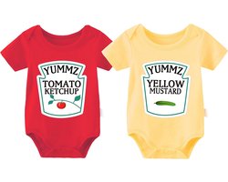 Set van 2 Baby Rompertjes Tweeling Cadeau Katoen Tomatenprint Jongen Meisje