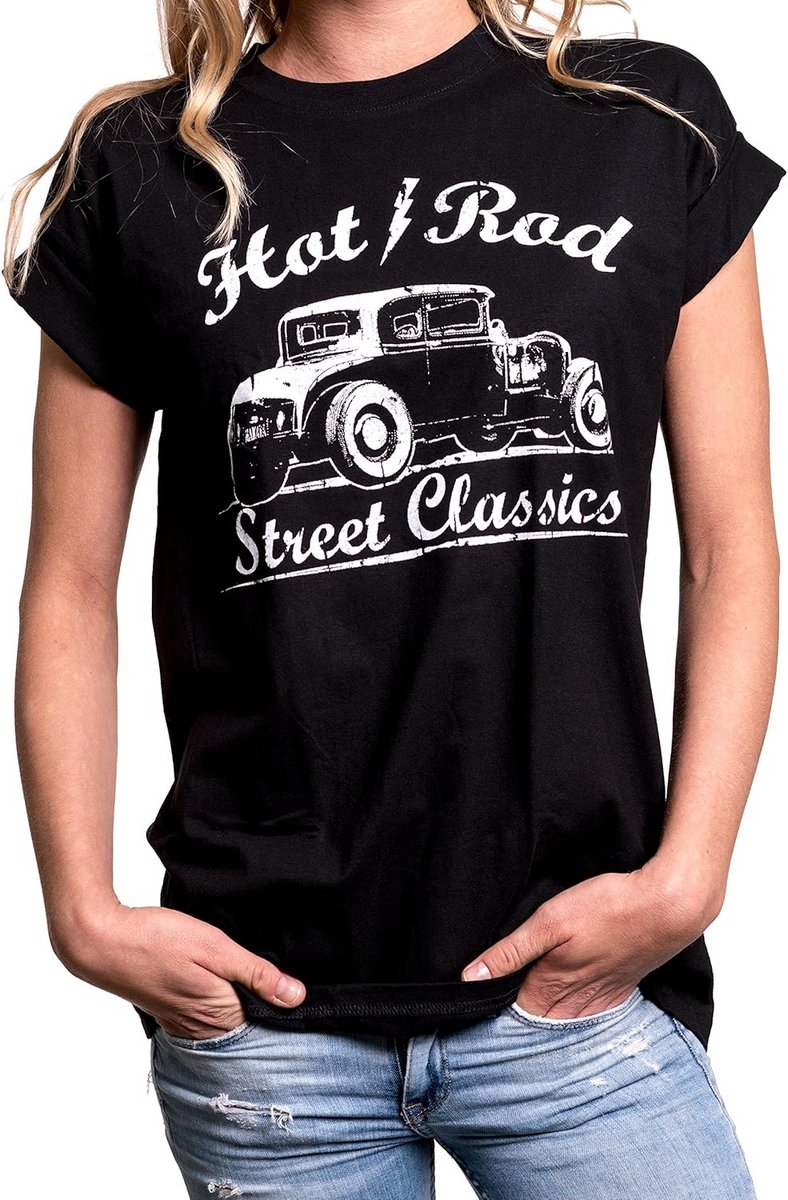 Rockabilly Lange T-shirt met Opvallende Print voor Dames