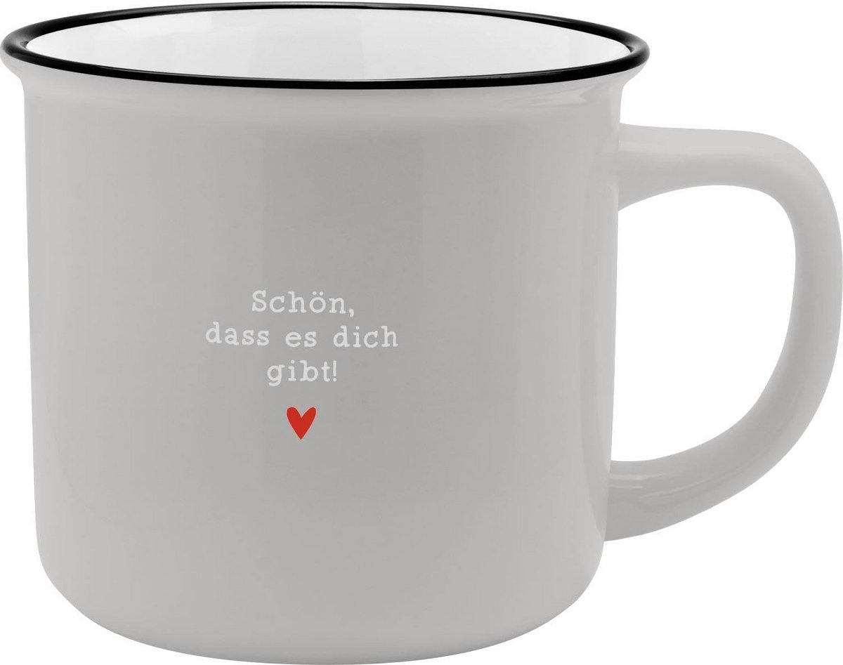 Extra Grote Koffiemok 55cl met Lieve Tekst - Porselein met Emaille Look