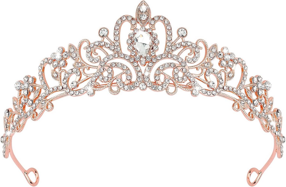 Prachtige Roségouden Tiara Kroon als Haaraccessoire voor Dames en Meisjes