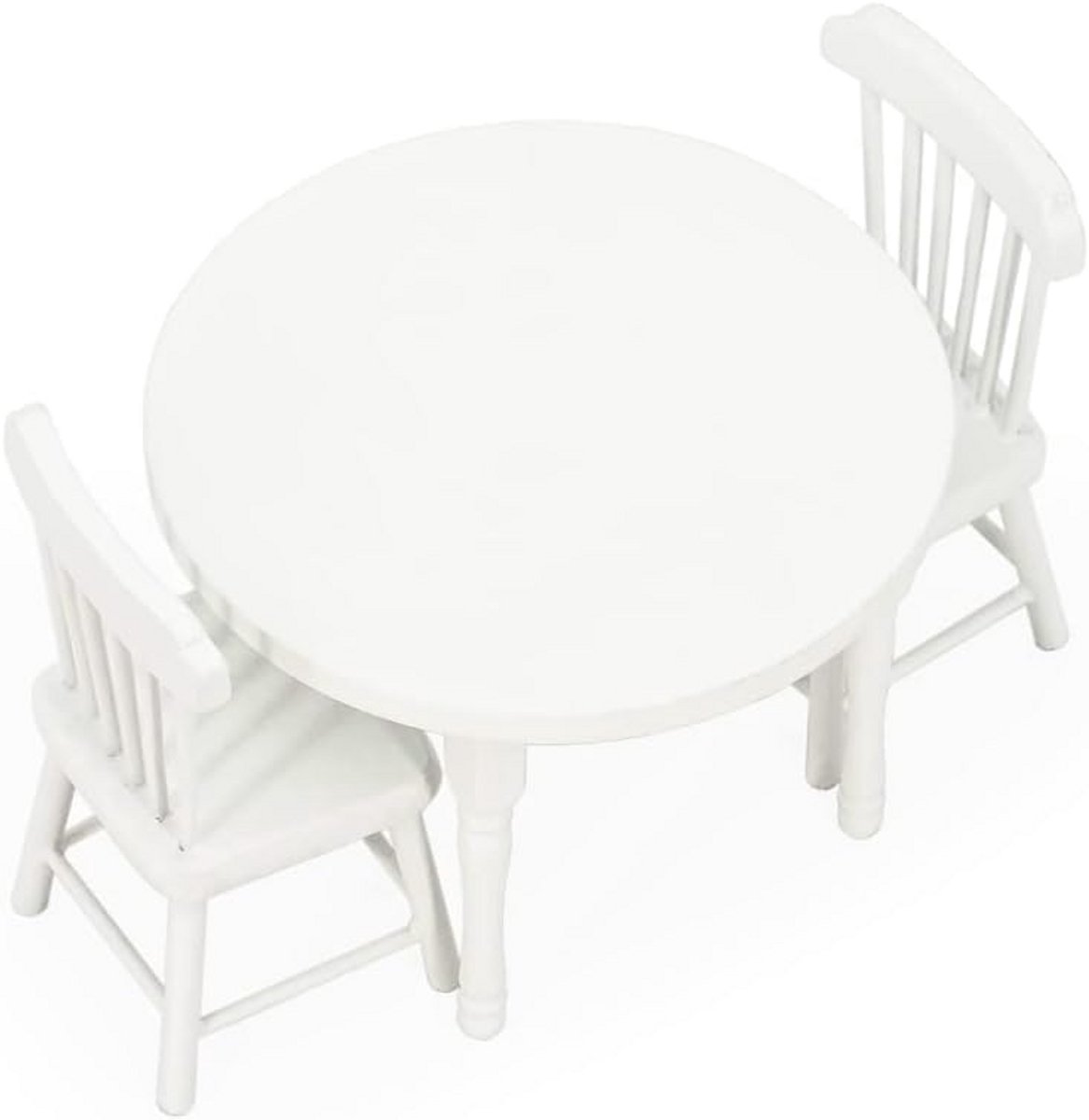 Miniatuur Eettafel en Stoelen Set 1:12 Schaal Vintage Houten Speelgoed voor Poppenhuis Keuken