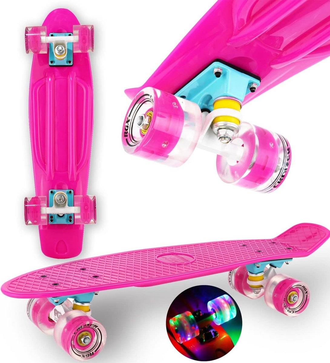 Mini Cruiser Skateboard 56 cm 22 inch met LED Wielen Voor Kinderen en Volwassenen