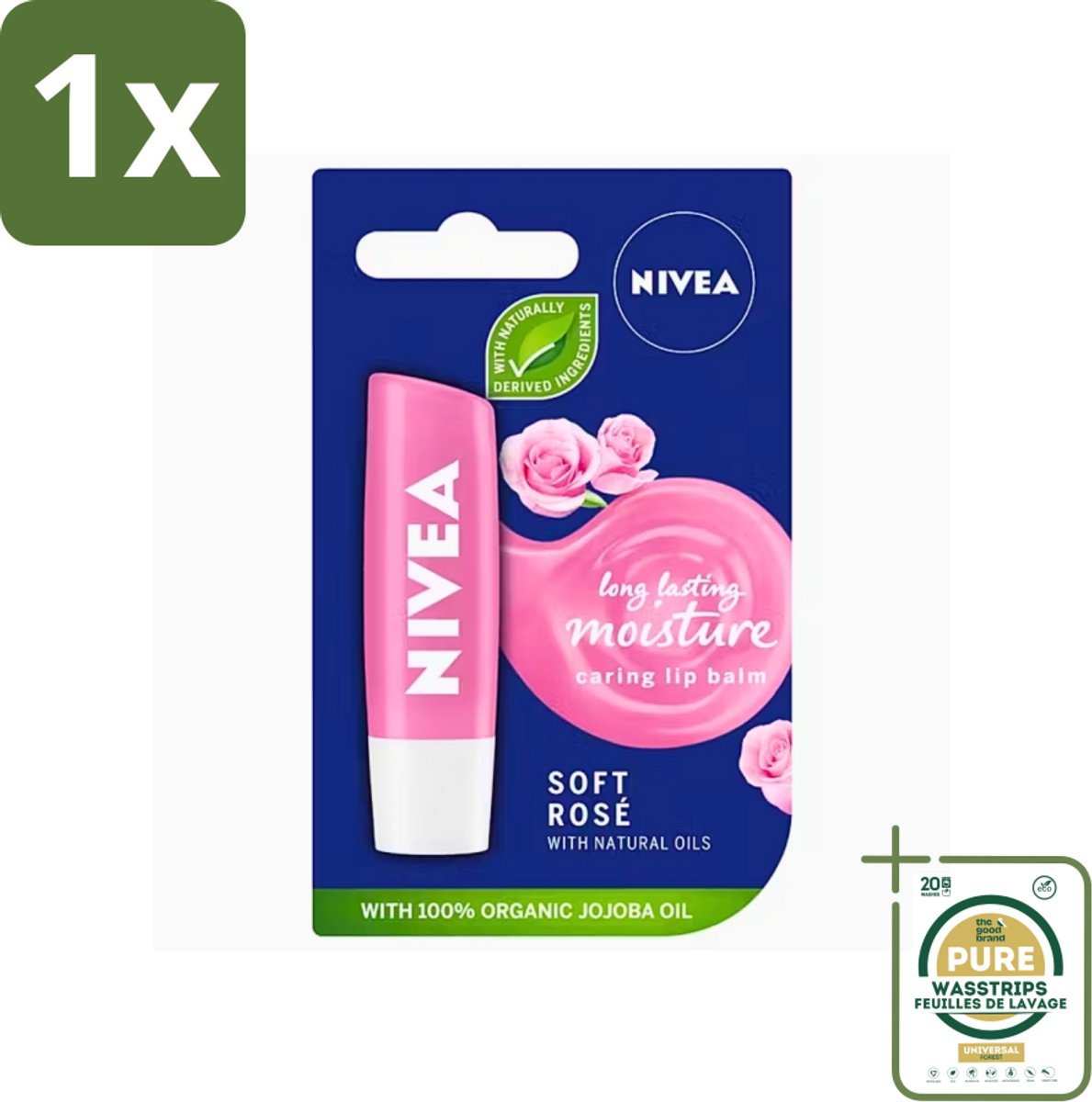 1 x Nivea - Lippenbalsem - Soft Rose - Natuurlijke Olie - 5,5 g- Lippenbalsem - Hydratatie - Zachte Lippen - Natuurlijke Oliën - Roze Glans