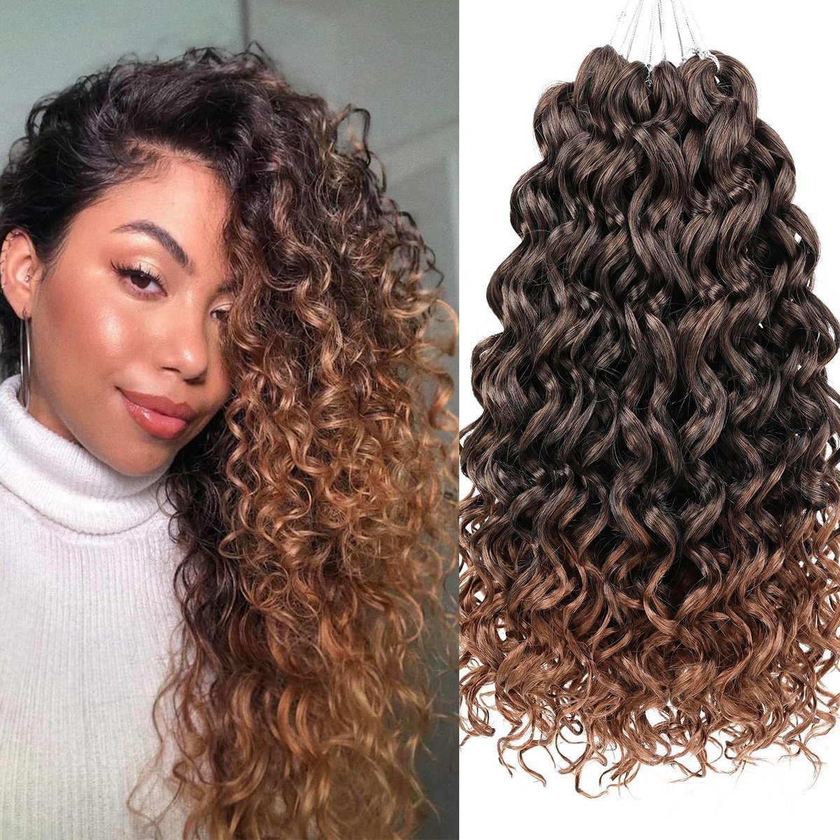 Gehaakte Strandkrul Haarextensions - Watergolf & Diepe Twist Synthetisch Haar