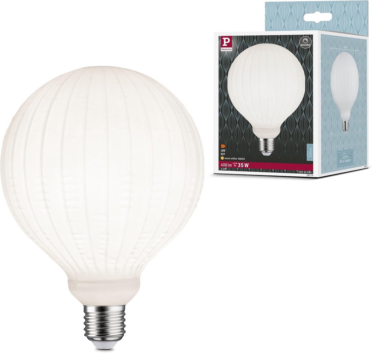 Dimbare LED Filament Lampion Lamp Bol G125 E27 Warm Wit 400 Lumen Energiezuinig