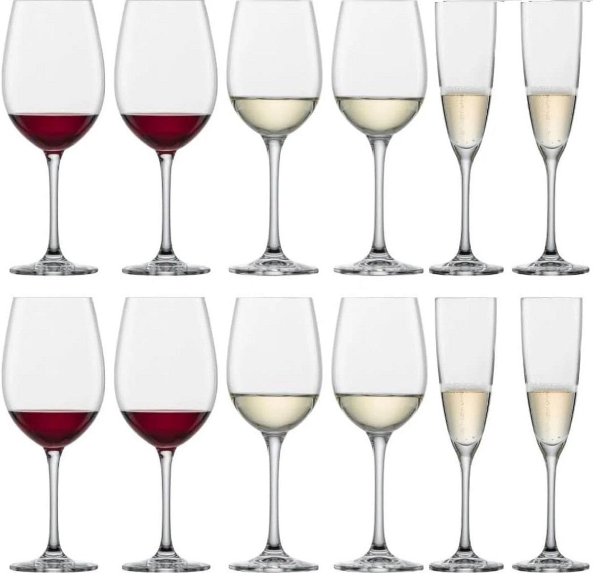 Complete Glazenset met Wijnglazen, Champagneglazen en Karaffenset - 12-Delig